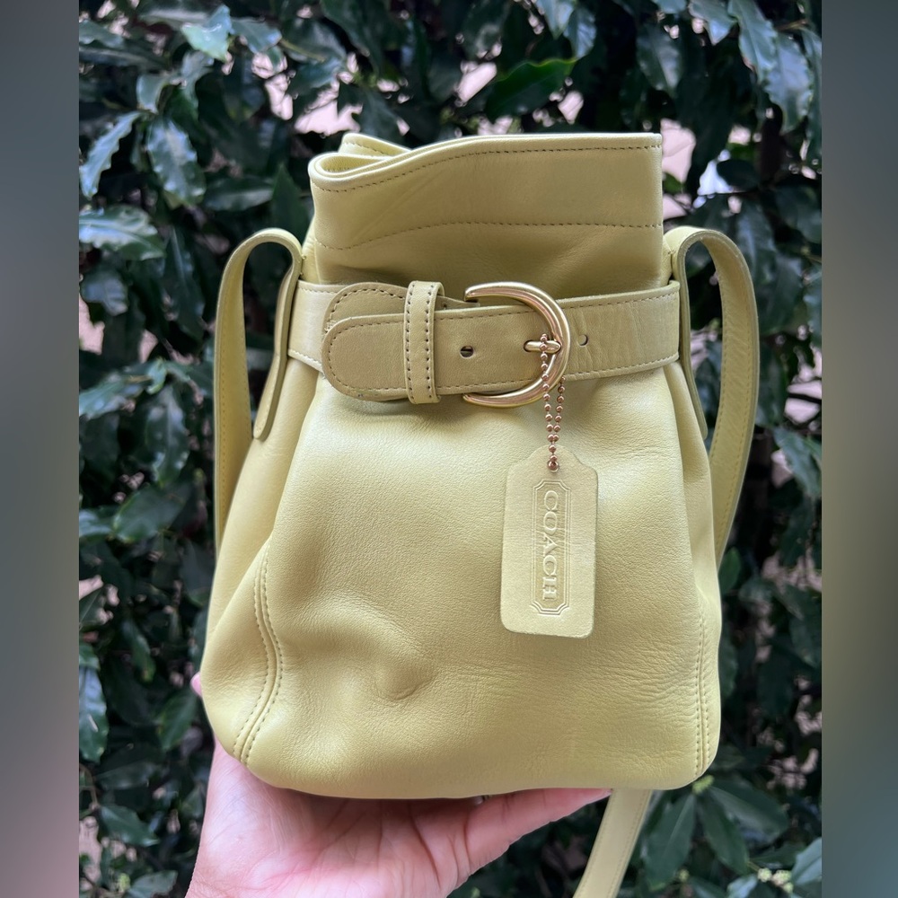 COACH Vintage Belted Soho pouch in leaf (lime green) Leather Bucket Bag